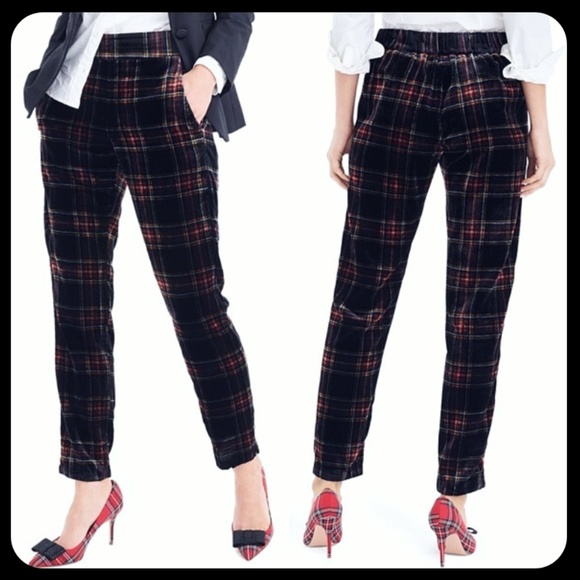 j crew velvet plaid pants